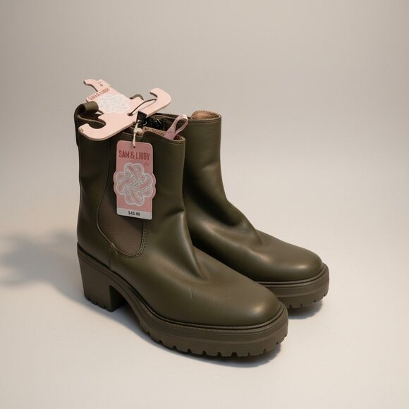 Sam & Libby Shoes - Sam & Libby Women's  Chunky Heel Boots Size 9 Green NWT